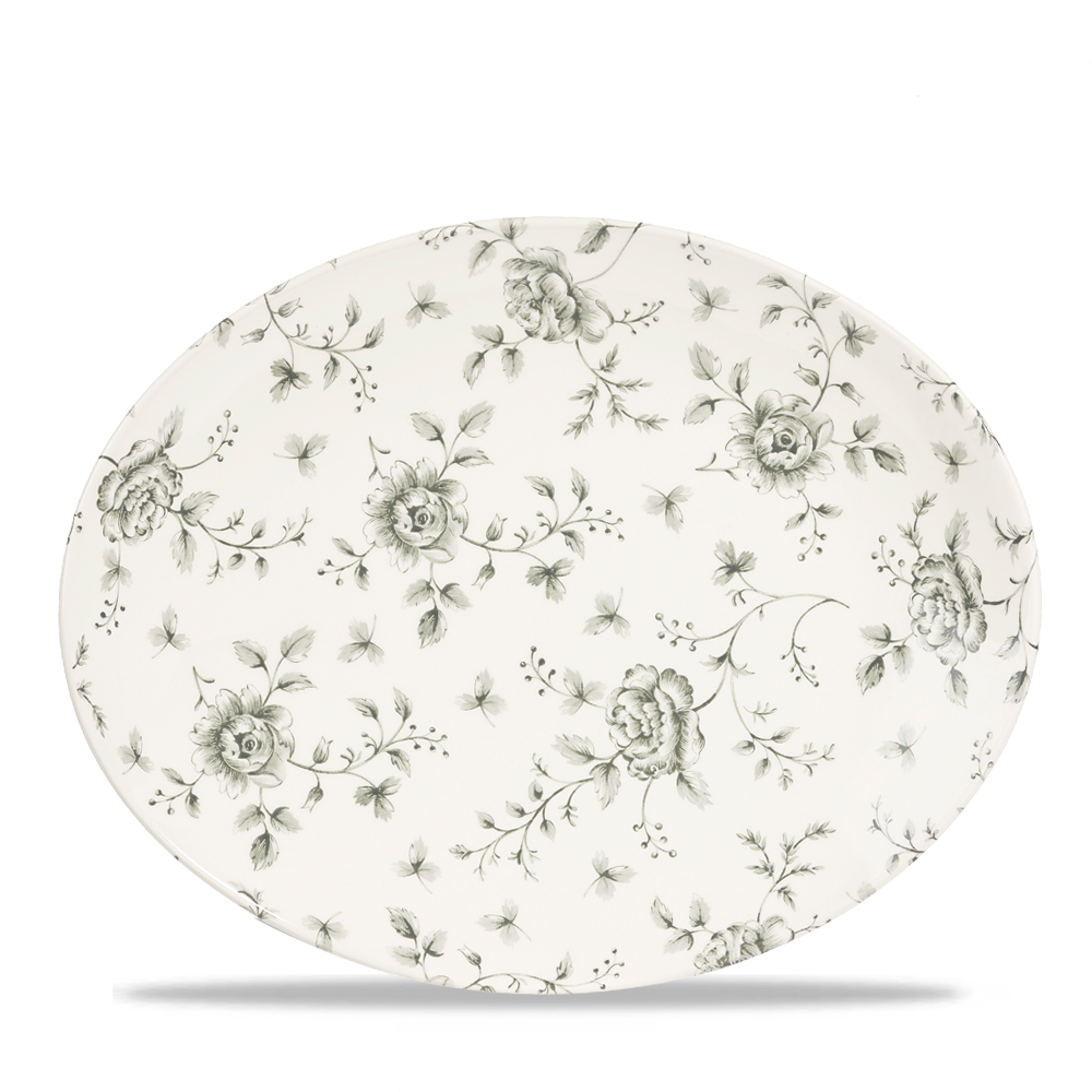 Grey Chintz Oval Platter 31.7 x 25.5cm