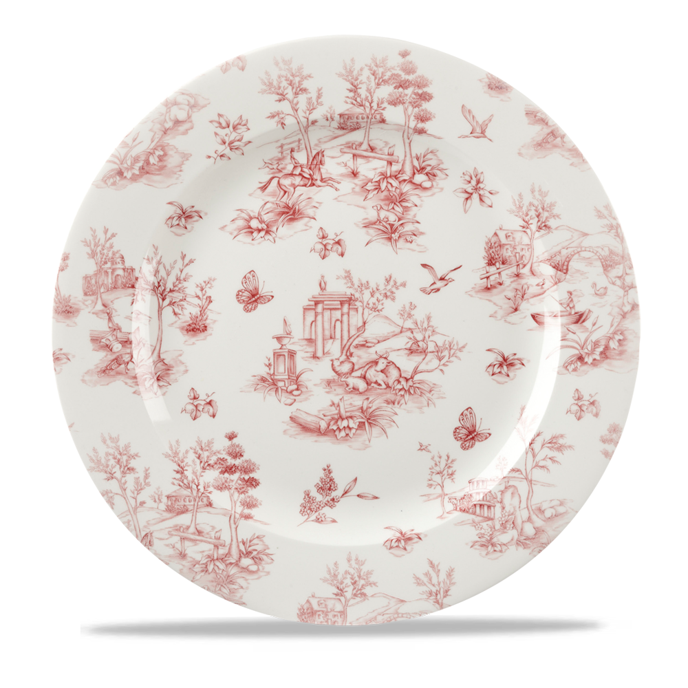 Cranberry Toile Rimmed Plate 30.5cm