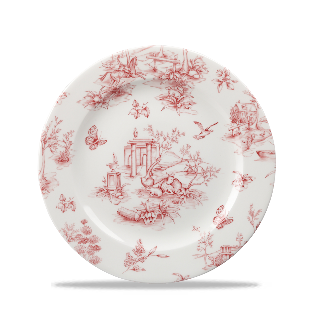 Cranberry Toile Rimmed Plate 21cm