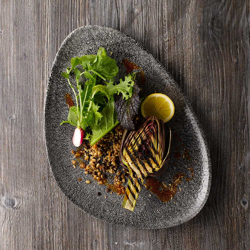 Raku Quartz Black Chefs' Triangle Plate 35.5 x 18.8cm