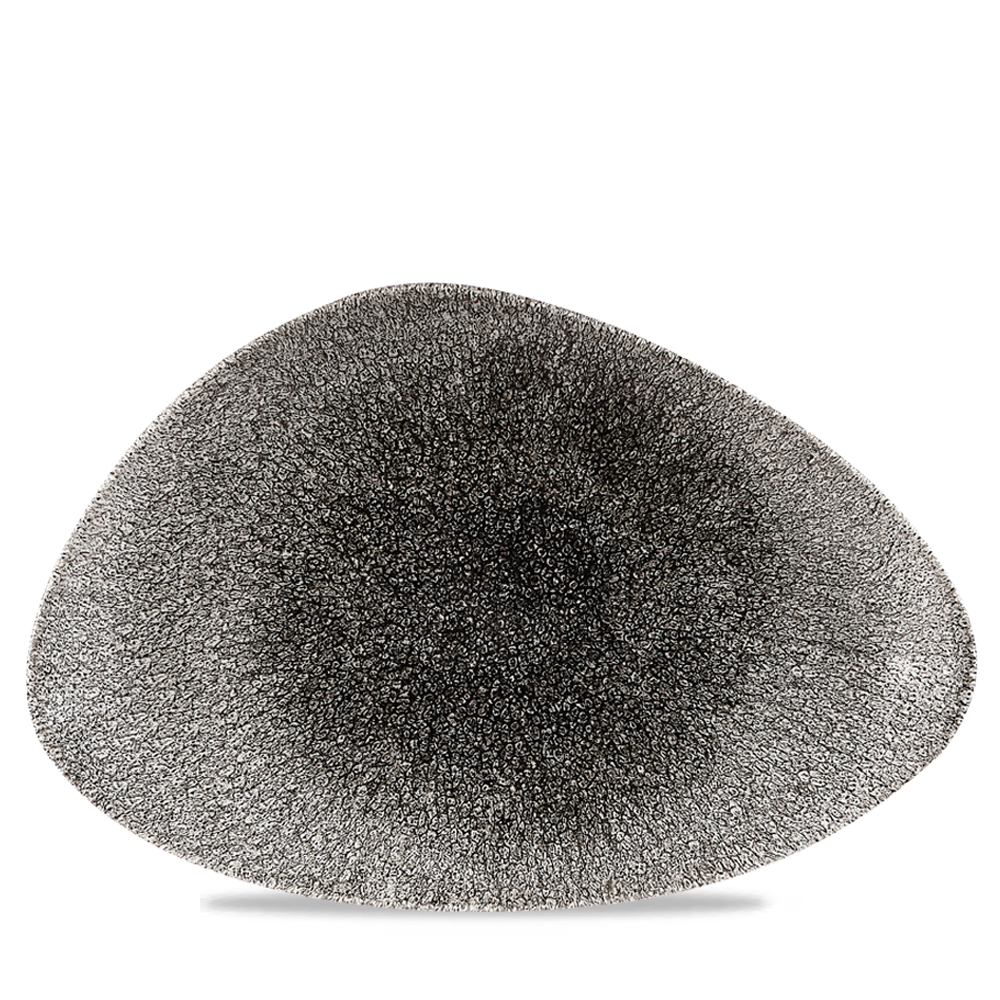 Raku Quartz Black Chefs' Triangle Plate 35.5 x 18.8cm