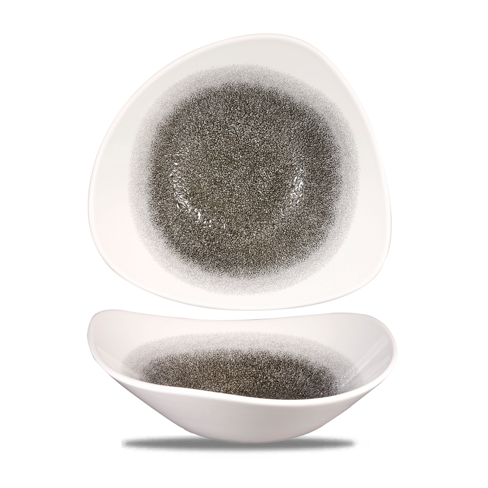 Raku Quartz Black Triangle Bowl 23.5cm