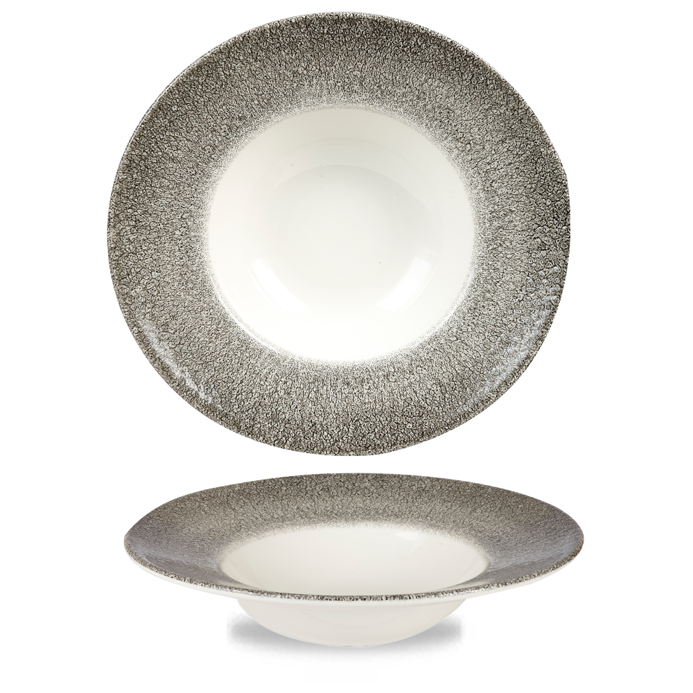 Raku Quartz Black Wide Rim Bowl 28cm