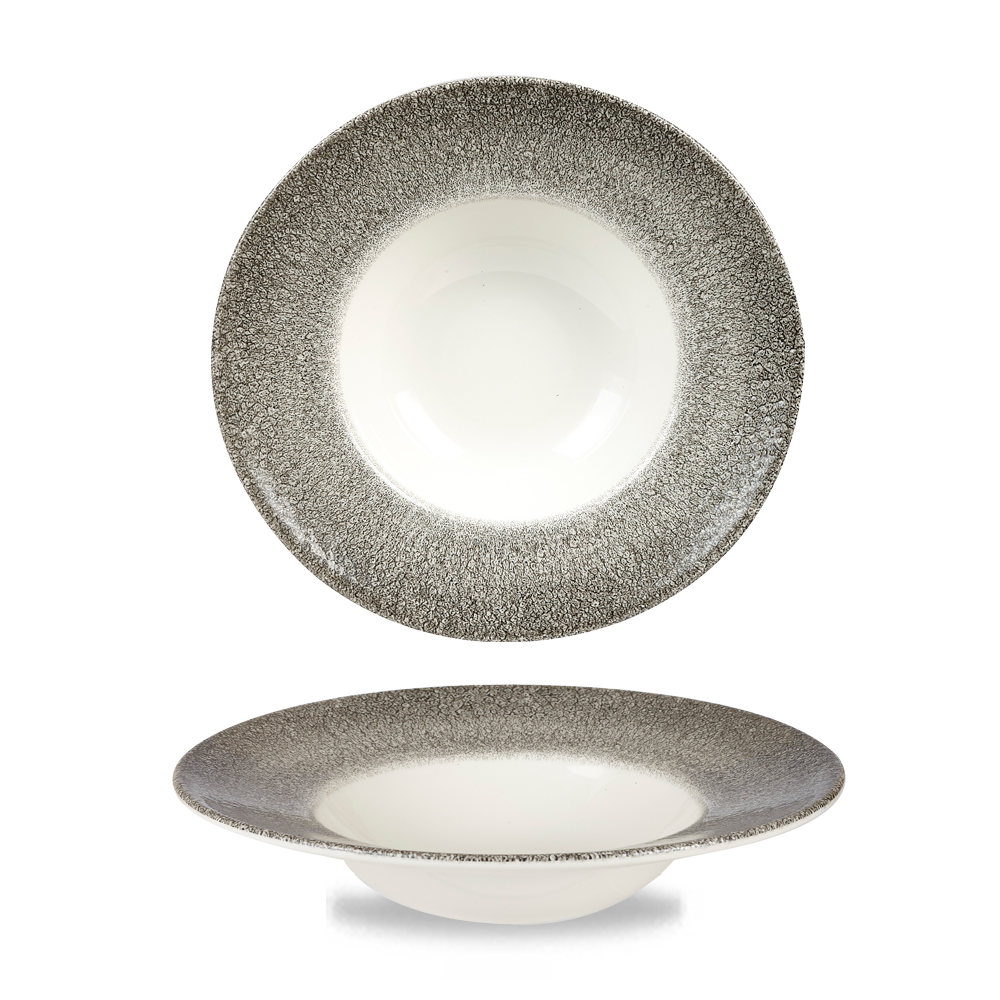 Raku Quartz Black Wide Rim Bowl 24cm