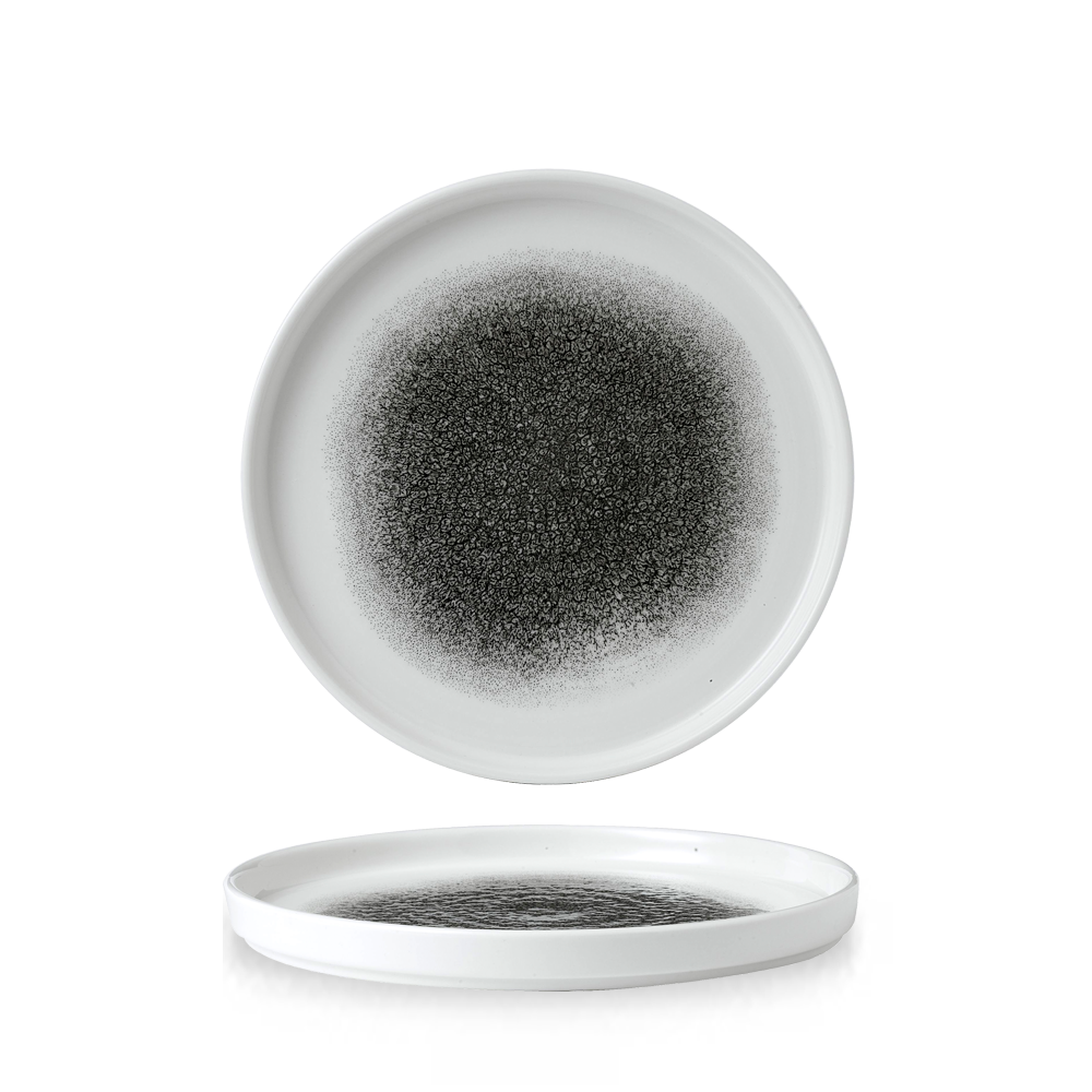 Raku Quartz Black Round Walled Plate 21cm
