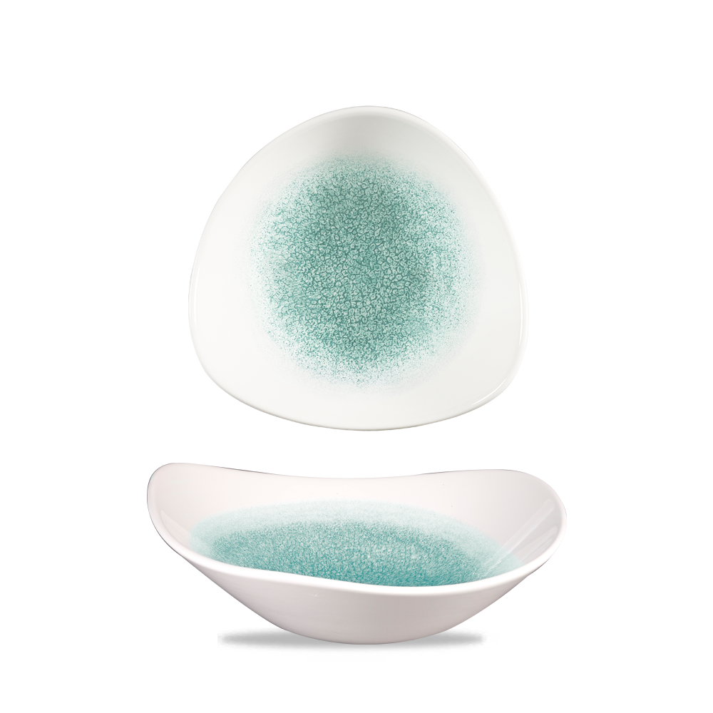 Raku Jade Green Triangle Bowl 18.5cm