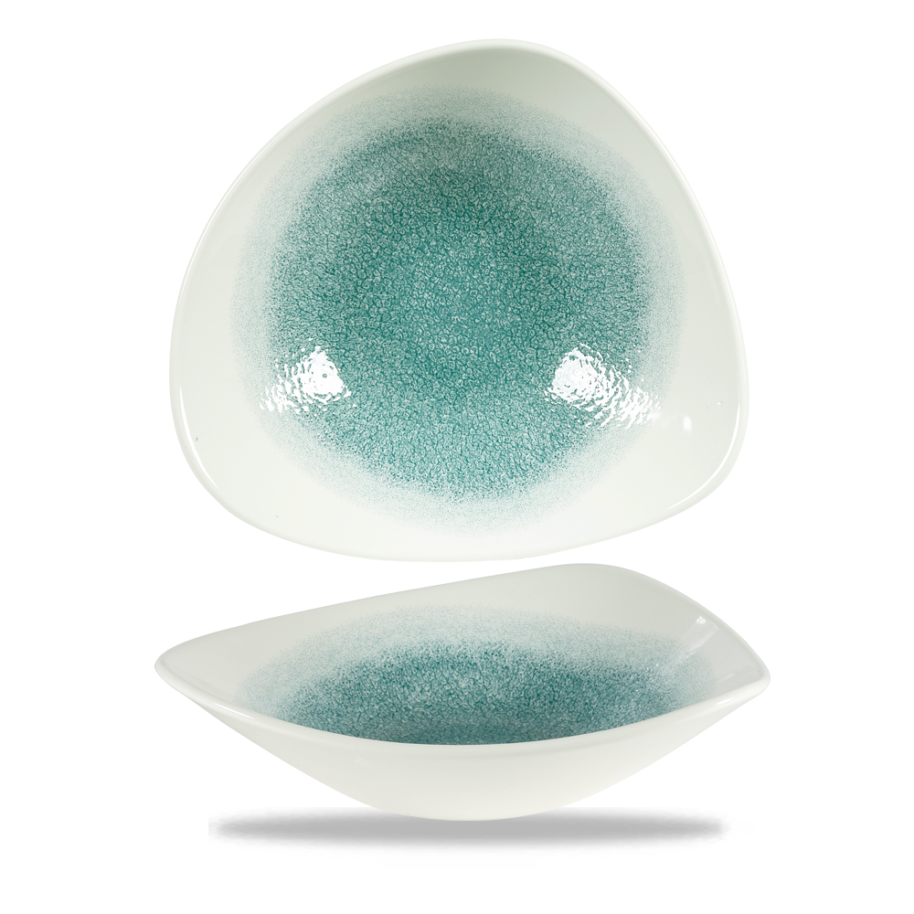 Raku Jade Green Triangle Bowl 23.5cm