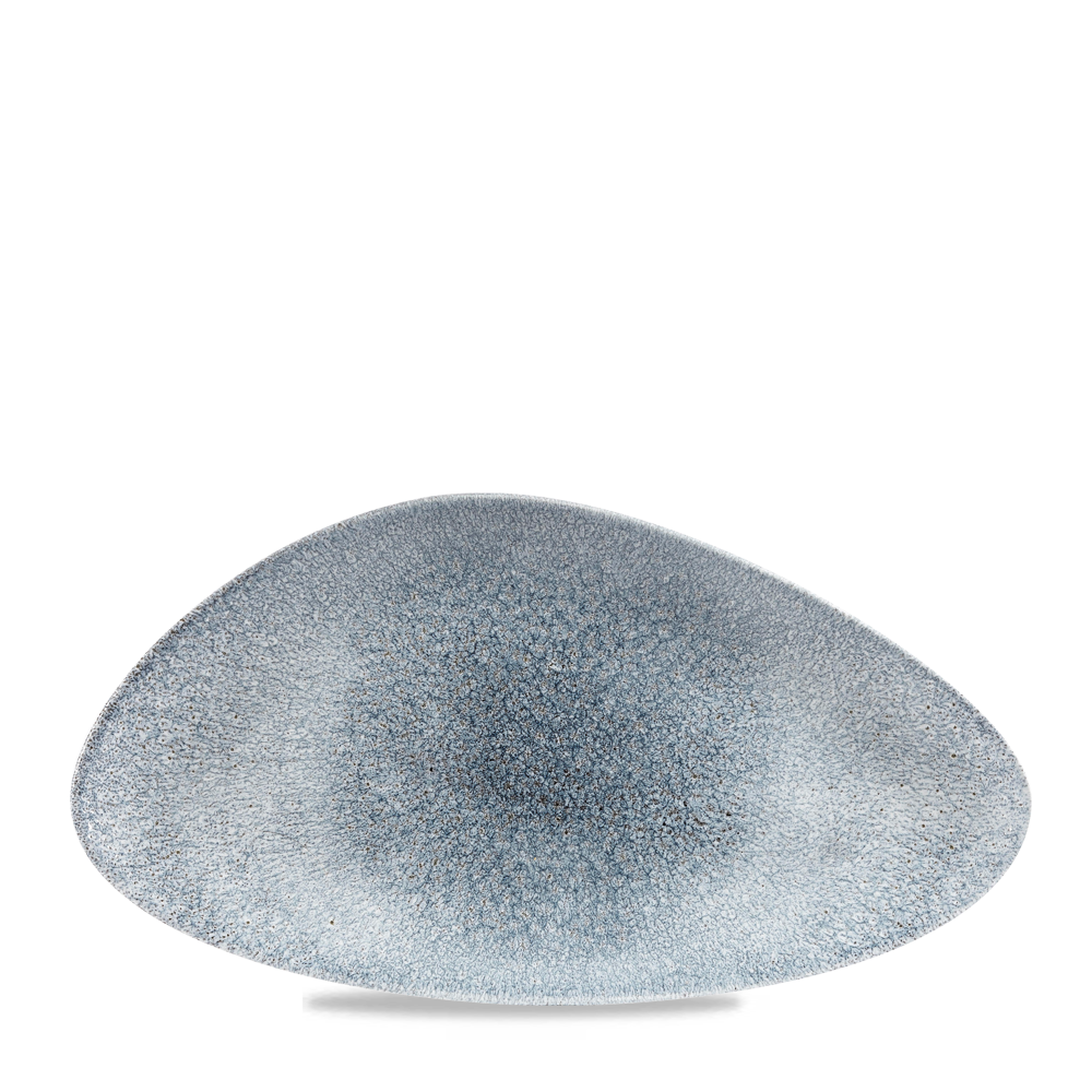 Raku Topaz Blue Chefs' Triangle Plate 35.5 x 18.8cm
