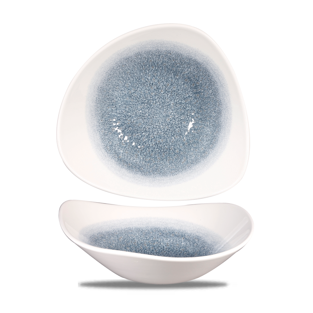 Raku Topaz Blue Triangle Bowl 23.5cm