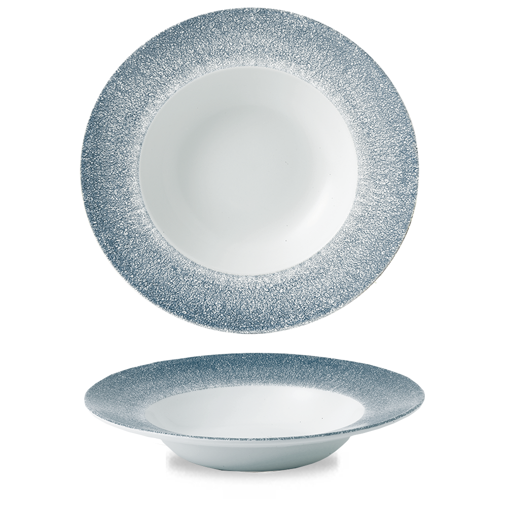 Raku Topaz Blue Wide Rim Bowl 28cm