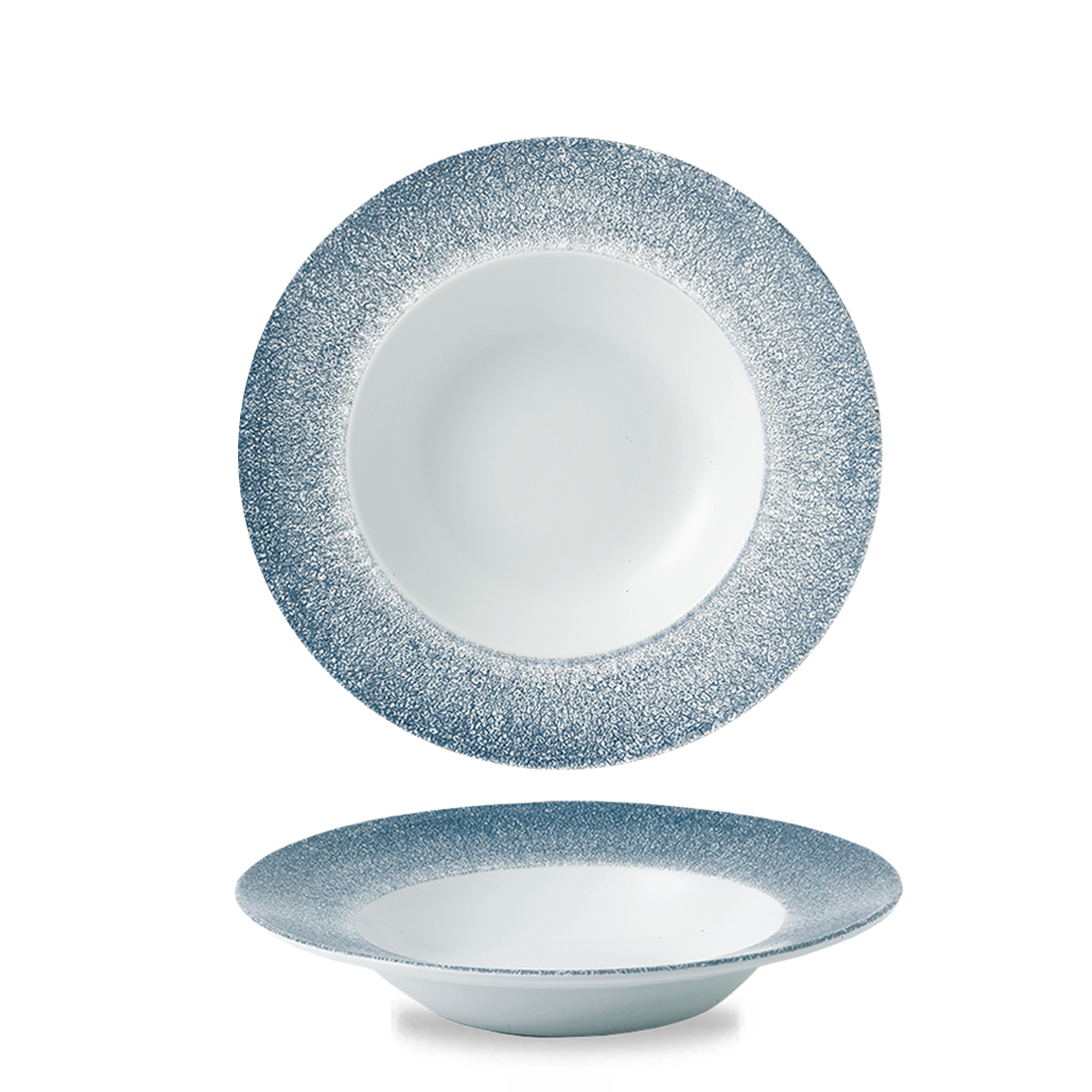 Raku Topaz Blue Wide Rim Bowl 24cm