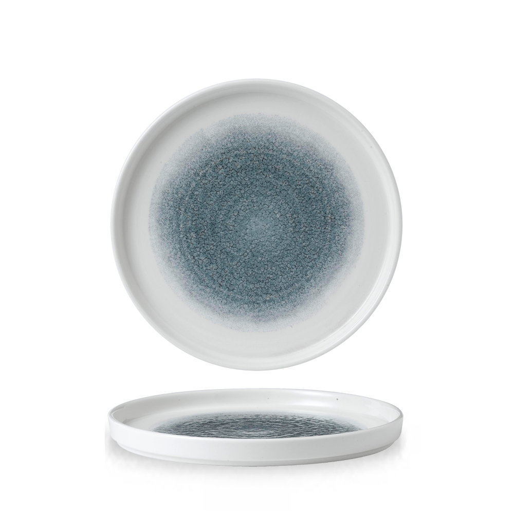 Raku Topaz Blue Round Walled Plate 21cm