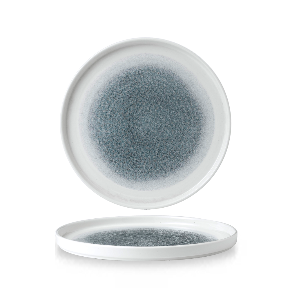 Raku Topaz Blue Round Walled Plate 26cm