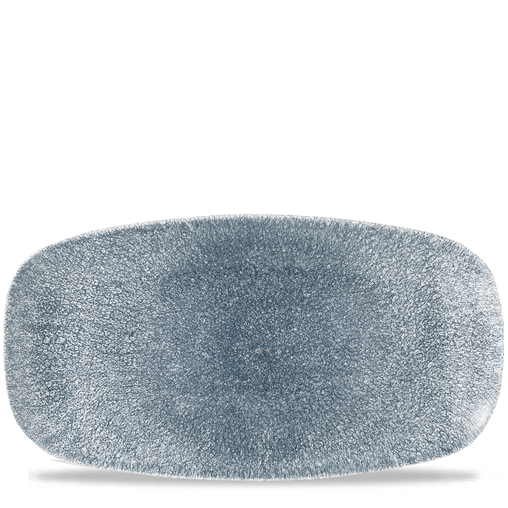 Raku Topaz Blue Chefs' Oblong Plate 35.5 x 18.9cm