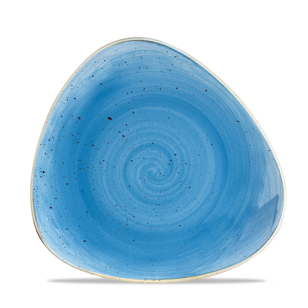 Cornflower Blue Triangle Plate 24.5cm