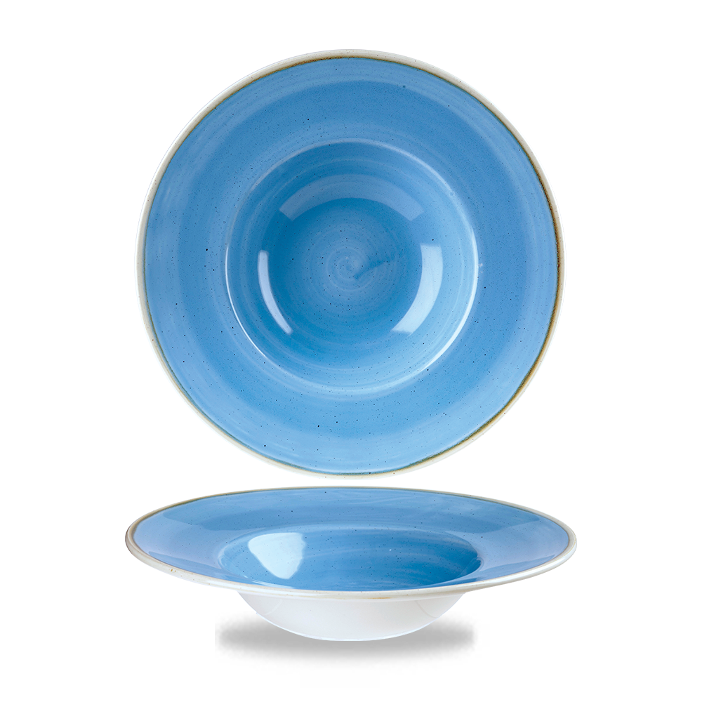 Cornflower Blue Wide Rim Bowl 24cm