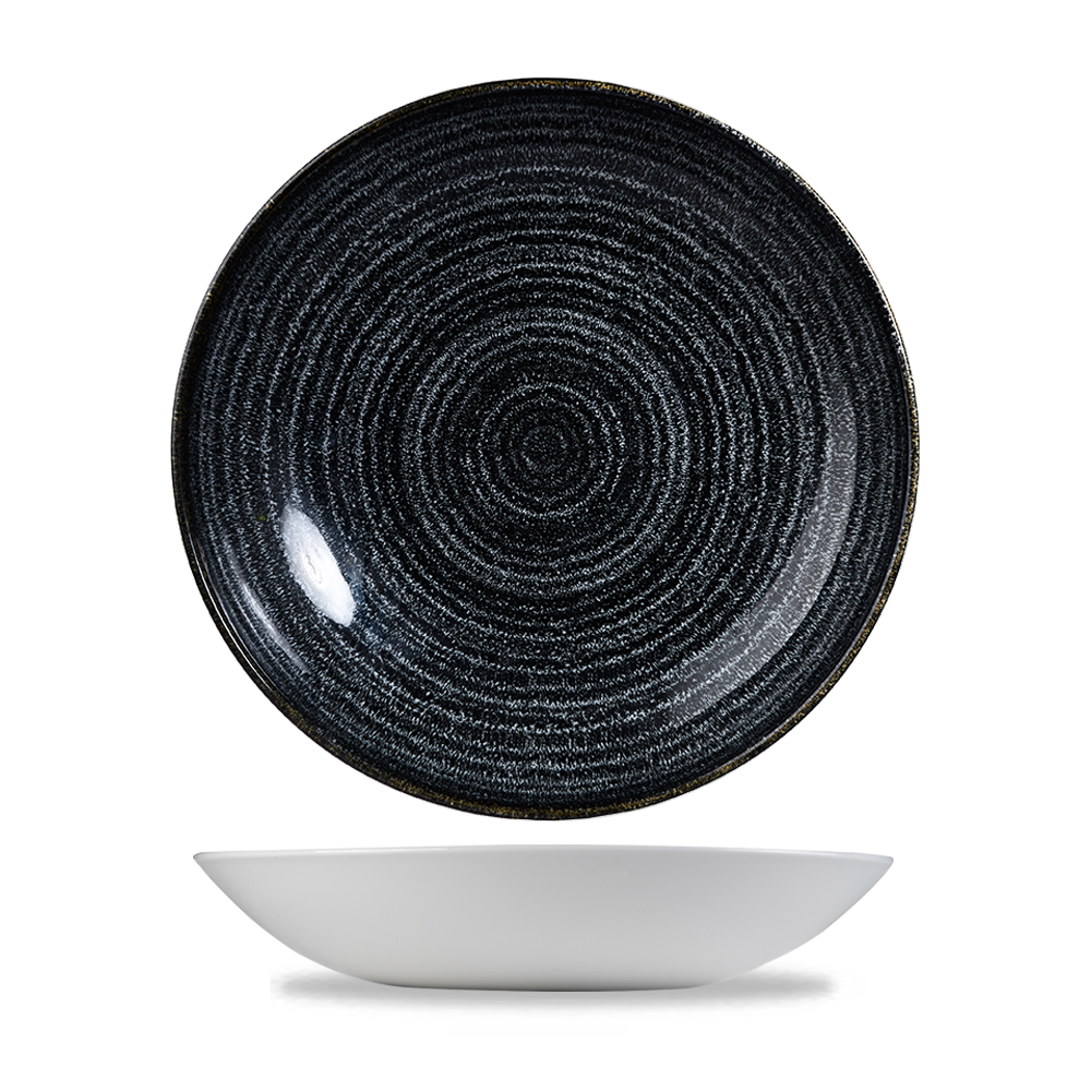 Homespun Charcoal Black Coupe Bowl 24.8cm