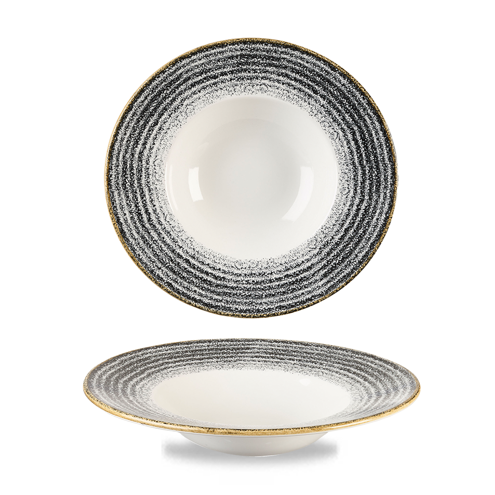 Homespun Charcoal Black Wide Rim Bowl 24cm
