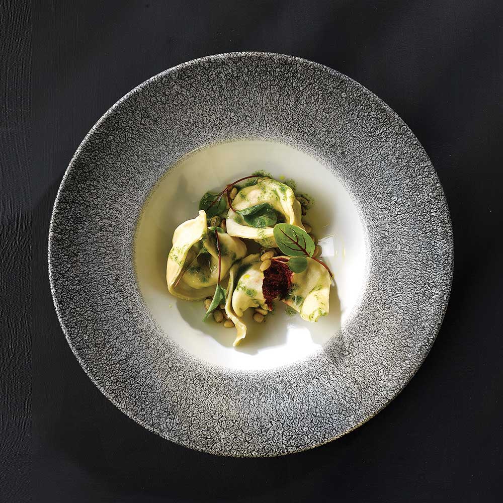 Raku Quartz Black Wide Rim Bowl 28cm