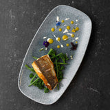 Raku Topaz Blue Chefs' Oblong Plate 35.5 x 18.9cm