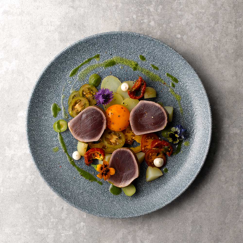 Raku Topaz Blue Coupe Plate 28.8cm