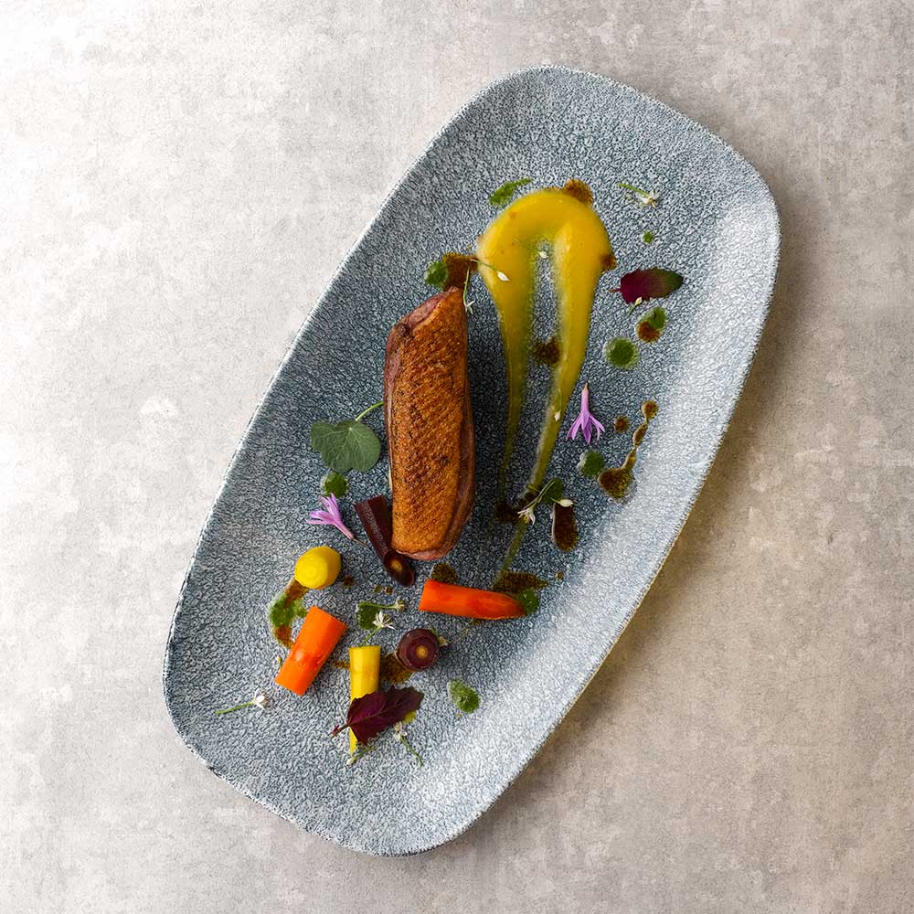 Raku Topaz Blue Chefs' Oblong Plate 29.8 x 15.3cm