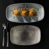 Raku Quartz Black Chefs' Oblong Plate 23.7 x 15.7cm