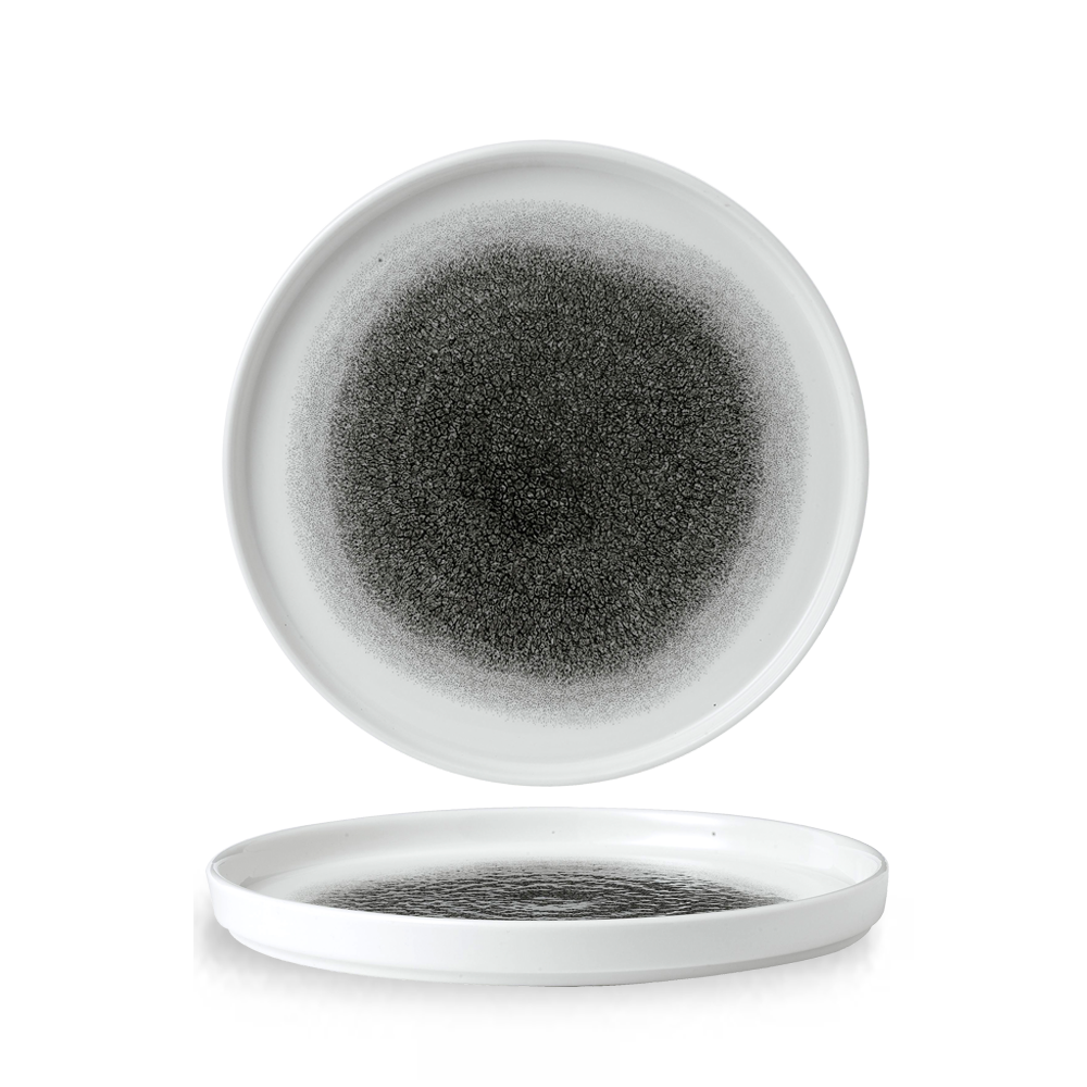 Raku Quartz Black Round Walled Plate 26cm