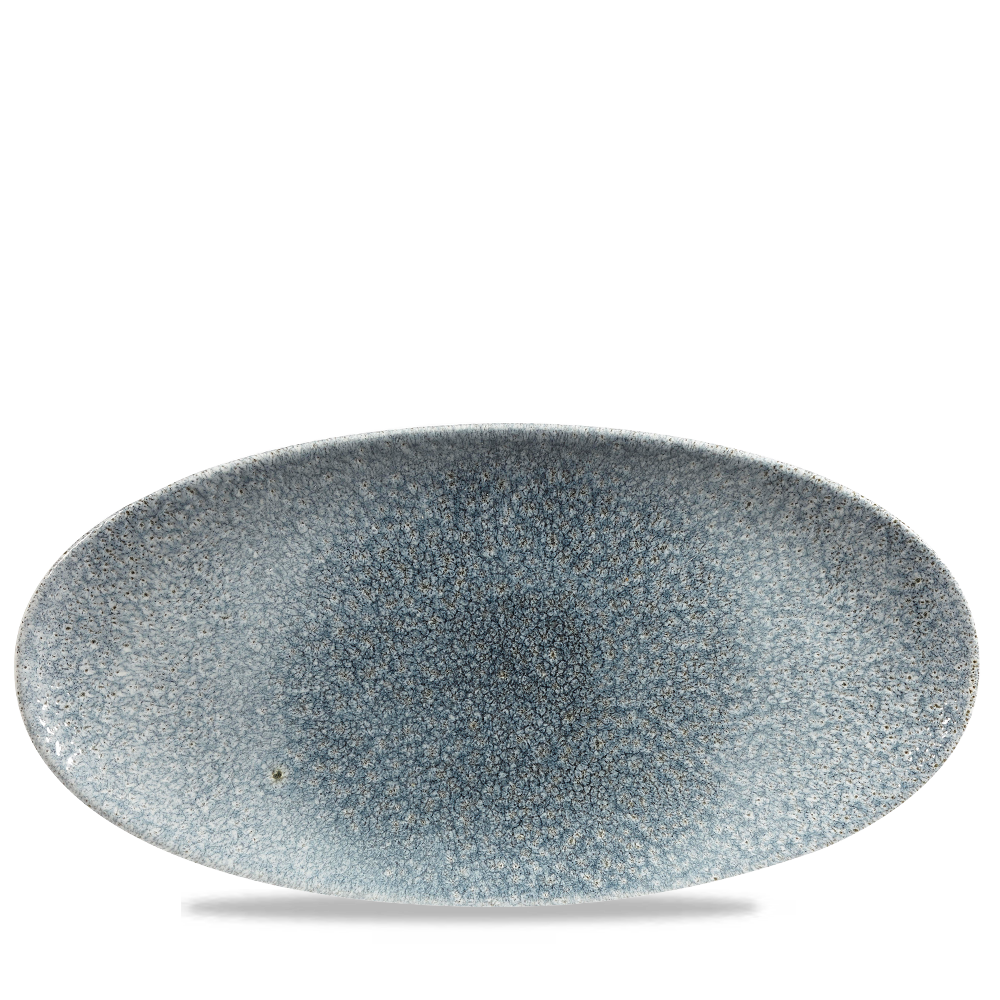 Raku Topaz Blue Chefs' Oval Plate 34.7 x 17.3cm